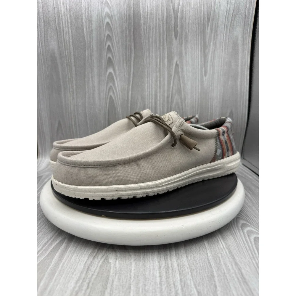 Hey Dude Wally Funk Mens Size 15 Sand Brown Casual Canvas Slip On Shoes NEW